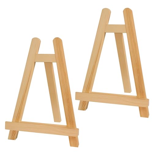Staffelei Klein aus Holz, 28x20cm Faltbare Tischstaffelei Holz Bilderständer Mini Staffeleien Dreieck Display Staffelei für Malkurse, Geburtstage, Hochzeiten (2 Stück) von Techchii