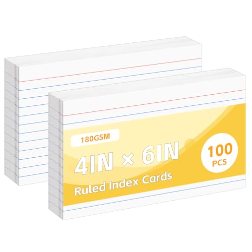 Tecmisse Karteikarten, 10 x 15 cm, liniert, weiß, liniert, Lernkarten, Notizkarten, 10 x 15 cm, für Schule, Büro, 100 Stück Tecmisse Karteikarten, 10 x 15 cm, liniert, weiß, liniert, Lernkarten, Notizkarten, 10 x 15 cm, für Schule, Büro, 100 Stück von Tecmisse