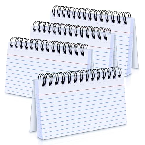 Tecmisse Karteikarten, 7,6 x 12,7 cm, Spiralbindung, linierte Karteikarten, weiße Notizkarten für To-Do-Liste, Schule und Büro, Weiß, 200 Stück von Tecmisse