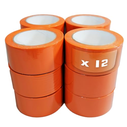 Tecplast Lot von 12 PVC-Klebebandern orange Gebäude 75 mm x 33 m - Klebebandrolle von Tecplast
