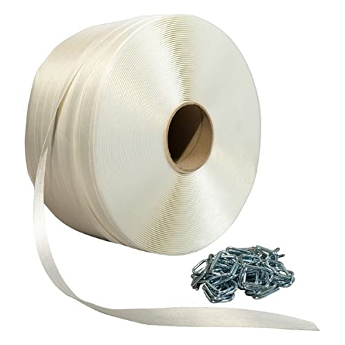 Pack 1 Draht-zu-Draht-Umreifungsband 19 mm x 600 m + 250 Schlaufen - Hochfestes Textilband 550kg - TECPLAST PFF1 von Tecplast