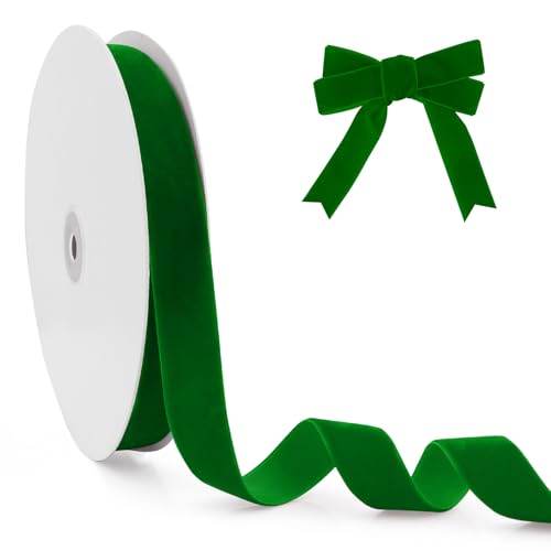 Samtband Grün,25 Yards 10mm Samt Schleifenband,Geschenkband Dekoband,Home Hochzeitsfeier Dekoration,Band für Weihnachten Kranz Dekoration Handgemachte Handwerk Ornamente & Geschenkverpackungen von TecquorA
