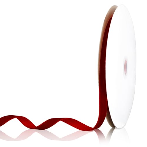 Samtband Weinrot,25 Yards 10mm Samt Schleifenband,Geschenkband Dekoband,Hochzeitsfeier Dekoration,Band für Weihnachten Kranz Dekoration Handgemachte Handwerk Ornamente & Geschenkverpackungen von TecquorA