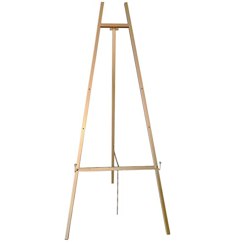 Tectsia Goldener Staffelei-Ständer für Schilder, Poster und Kunst – robuster verstellbarer Ständer aus Metall (3 Ebenen), freistehendes Stativ für Hochzeiten, Gemälde, Babypartys, Abschlussfeiern von Tectsia