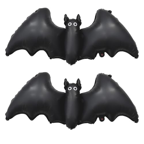2 Stück große Halloween-Fledermaus-Folienballons, 119,9 cm, schwarze Mylar-Fledermaus-Luftballons mit großen Flügeln für gruselige Süßigkeiten-Party-Dekoration, Spukhaus, Geburtstag und von Tedercle