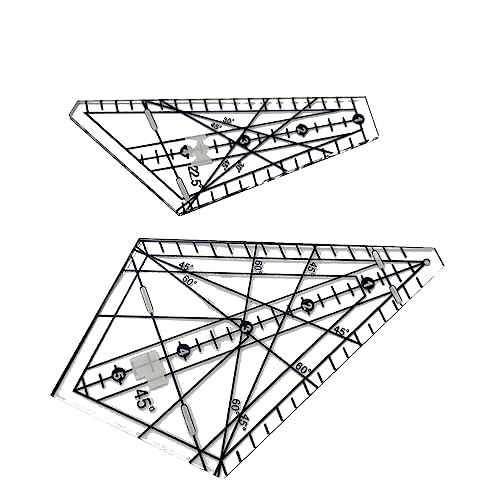 Tedious Nählineal-Set, klares Quilt-Lineal - 2 Acryl-Lineale zum Quilten | Transparente Nähschablone, 45-Grad-Lineal und 22,5-Grad-Lineal, Nähmaschinen-Lineal-Vorlage, Quilt-Vorlage von Tedious