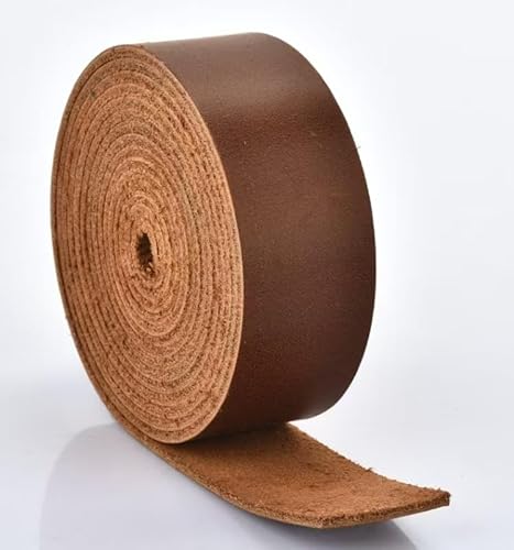 Lederband, 2,5 cm breit, flache Lederstreifen, echtes Vollnarbenrindsleder, Öl-Tan-Streifen für Heimwerker, Handwerksprojekte, Werkzeuge, Gartengeräte (1,8 mm dick, 160 - 183 cm lang, hellbraun) von TeeLiy