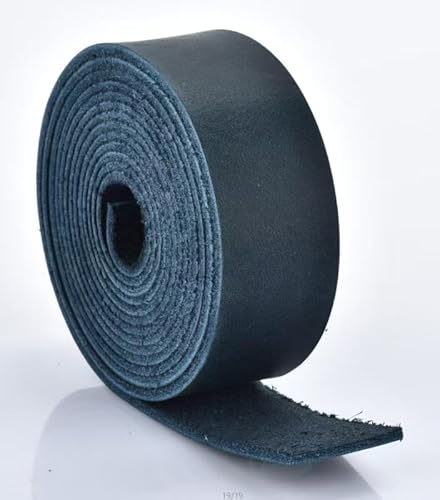 Lederband, 2,5 cm breit, flache Lederstreifen, echtes Vollnarbenrindsleder, Öl-Tan-Streifen für Heimwerker, Handwerksprojekte, Werkzeuge, Gartengeräte (2,0 mm dick, 160 - 183 cm Länge, blau) von TeeLiy