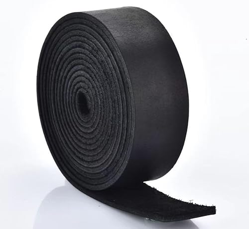 Lederband, 2,5 cm breit, flache Lederstreifen, echtes Vollnarbenrindsleder, Öl-Tan-Streifen für Heimwerker, Handwerksprojekte, Werkzeuge, Gartengeräte (2,0 mm dick, 160 - 183 cm Länge, schwarz) von TeeLiy