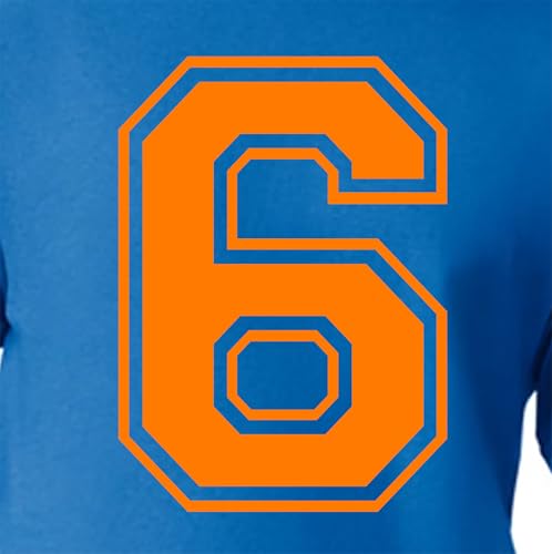 15,2 cm Gelb & Orangetöne Trikotzahlen für Sport T-Shirts, Trikots, Fußball, Baseball, Basketball, Bügel-Wärmeübertragung für Team-T-Shirts (Stil C) (Fluoreszierendes Orange_6 oder 9) von TeeWin