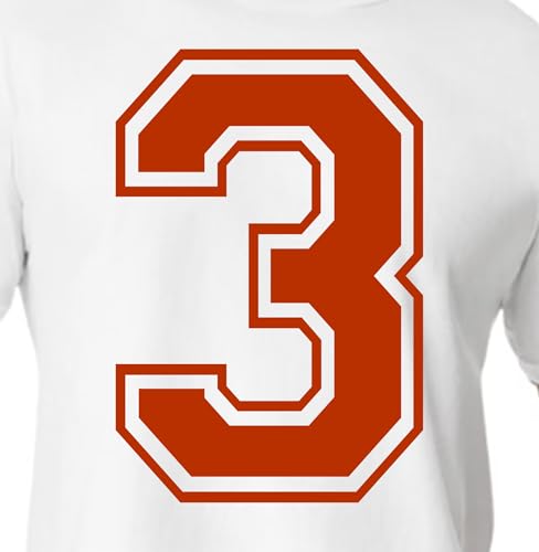 15,2 cm Gelb & Orangetöne Trikotzahlen für Sport-T-Shirts, Trikots, Fußball, Baseball, Basketball, Bügel-Wärmeübertragung für Team-T-Shirts (Stil C) (Texas Orange_3) von TeeWin