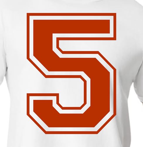 15,2 cm Gelb & Orangetöne Trikotzahlen für Sport-T-Shirts, Trikots, Fußball, Baseball, Basketball, Bügel-Wärmeübertragung für Team-T-Shirts (Stil C) (Texas Orange_5) von TeeWin