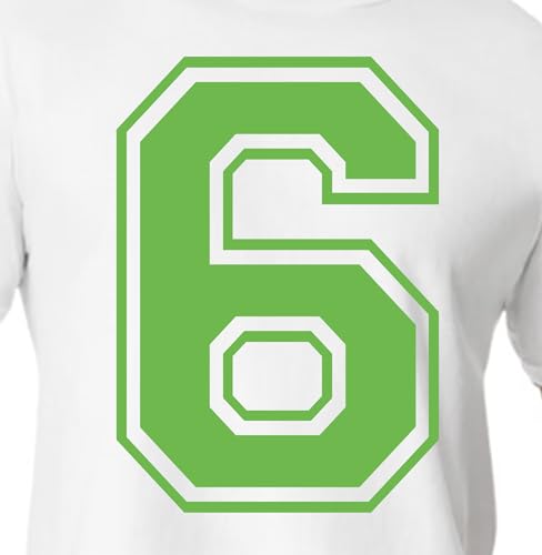 15,2 cm Grüntöne Trikot Zahlen für Sport T-Shirts, Trikots, Fußball, Baseball, Basketball, Bügel-Wärmeübertragung für Team-T-Shirts (Stil C) (Green Apple_6 oder 9) von TeeWin