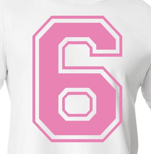 15,2 cm Rot & Rosa Farbtöne Trikot Zahlen für Sport T-Shirts, Trikots, Fußball, Baseball, Basketball, Bügel-Wärmetransfer für Team-T-Shirts (Stil C) (Bubble Gum_6 oder 9) von TeeWin