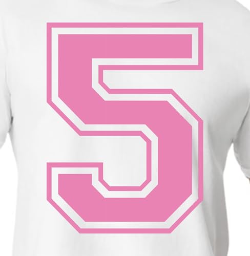 15,2 cm rote & rosafarbene Farbtöne Trikotzahlen für Sport-T-Shirts, Trikots, Fußball, Baseball, Basketball, zum Aufbügeln, Wärmeübertragung für Team-T-Shirts (Stil C) (Bubble Gum_5) von TeeWin