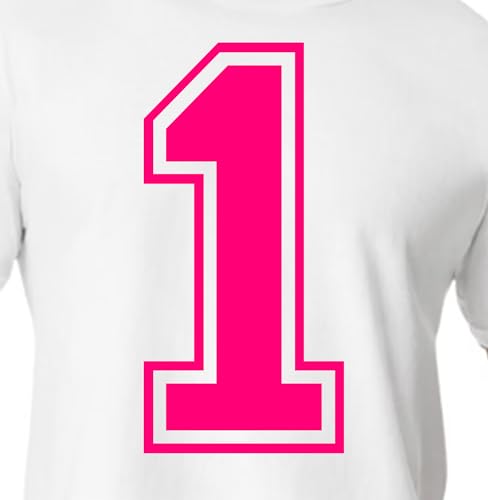 15,2 cm rote & rosafarbene Farbtöne Trikotzahlen für Sport-T-Shirts, Trikots, Fußball, Baseball, Basketball, zum Aufbügeln, Wärmeübertragung für Team-T-Shirts (Stil C) (FLUORESCEN Raspberry_1) von TeeWin