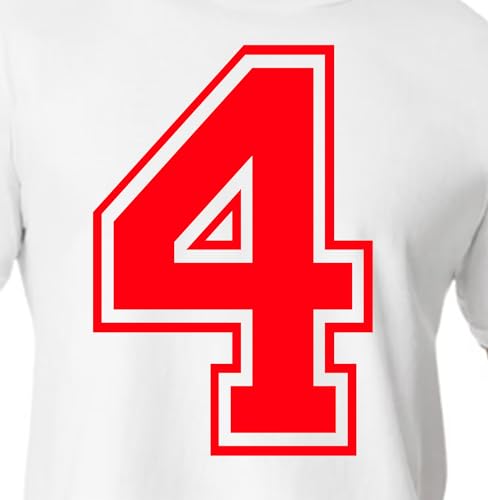 15,2 cm rote & rosafarbene Farbtöne Trikotzahlen für Sport-T-Shirts, Trikots, Fußball, Baseball, Basketball, zum Aufbügeln, Wärmeübertragung für Team-T-Shirts (Stil C) (Fluoreszierendes Koralle_4) von TeeWin