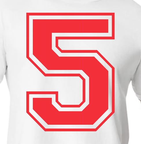 15,2 cm rote & rosafarbene Farbtöne Trikotzahlen für Sport-T-Shirts, Trikots, Fußball, Baseball, Basketball, zum Aufbügeln, Wärmeübertragung für Team-T-Shirts (Stil C) (Hibiscus_5) von TeeWin