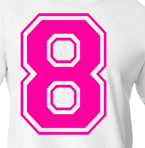 15,2 cm rote & rosafarbene Farbtöne Trikotzahlen für Sport-T-Shirts, Trikots, Fußball, Baseball, Basketball, zum Aufbügeln, Wärmeübertragung für Team-T-Shirts (Stil C) (fluoreszierendes Rosa_8) von TeeWin