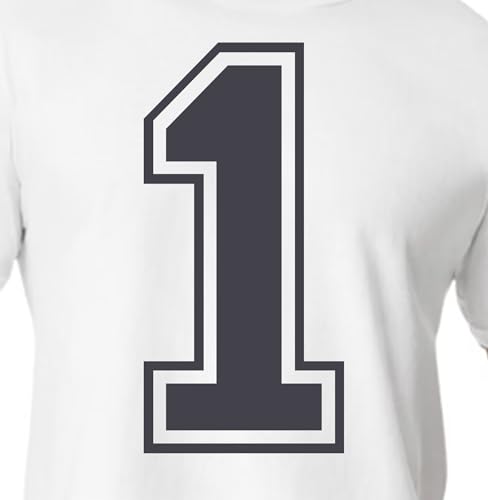 15,2 cm weiße & schwarze Farbtöne Trikotzahlen für Sport-T-Shirts, Trikots, Fußball, Baseball, Basketball, zum Aufbügeln, Wärmeübertragung für Team-T-Shirts (Stil C) (Charcoal_1) von TeeWin