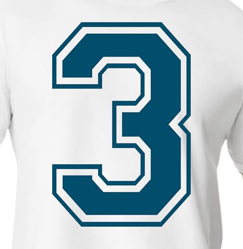 15.2 cm Blue Shades Jersey Numbers for Sports T-Shirts, Trikots, Fußball, Baseball, Basketball, Iron on Heat Transfer for Team T-Shirts (Style C) (Türkis_3) von TeeWin
