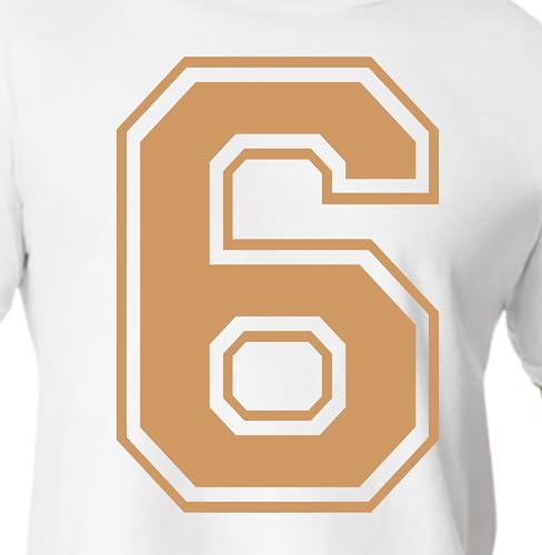 20,3 cm Gelb & Orangetöne Jersey Zahlen für Sport T-Shirts, Trikots, Fußball, Baseball, Basketball, Bügel-Wärmeübertragung für Team-T-Shirts (Stil C) (TAN_6 oder 9) von TeeWin