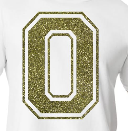 20,3 cm Glitzer-Aufbügelnummer 0 (Null 0) – große Wärmeübertragungszahl für Trikots, T-Shirts, Sportuniformen, Basketball, Fußball – Stil C (Schwarz Gold 0) von TeeWin