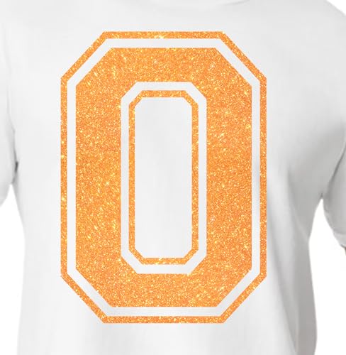 20,3 cm Glitzer-Aufbügelnummer 0 (Null 0) – große Wärmeübertragungszahl für Trikots, T-Shirts, Sportuniformen, Basketball, Fußball – Stil C (Transluzent Orange 0) von TeeWin