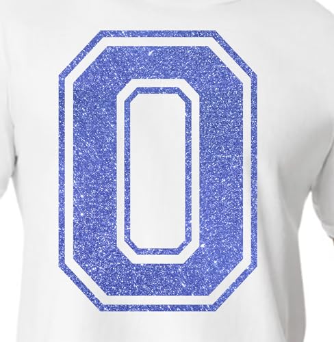 20,3 cm Glitzer-Aufbügelnummer 0 (Null 0) – große Wärmeübertragungszahl für Trikots, T-Shirts, Sportuniformen, Basketball, Fußball – Stil C (True Blue 0) von TeeWin