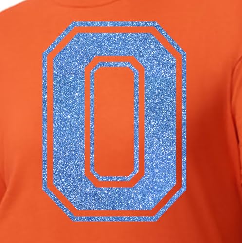 20,3 cm Glitzer-Aufbügelnummer 0 (Null 0) – große blaue Wärmeübertragungszahl für Trikots, T-Shirts, Sportuniformen, Basketball, Fußball – Stil C (Old Blue 0) von TeeWin