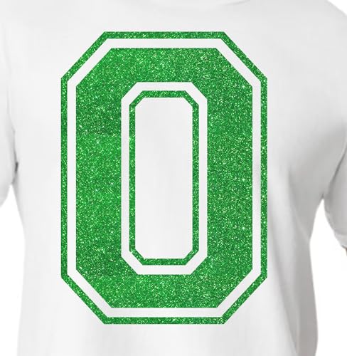 20,3 cm Glitzer-Aufbügelnummer 0 (Null 0) – große grüne Wärmeübertragungszahl für Trikots, T-Shirts, Sportuniformen, Basketball, Fußball – Stil C (Gras 0) von TeeWin