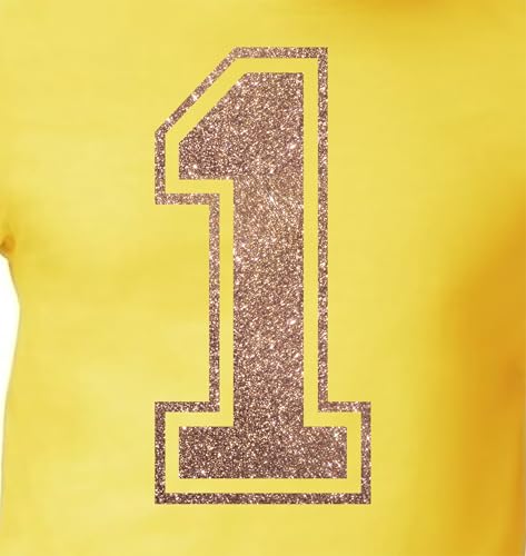 20,3 cm Glitzer-Aufbügelnummer 1 (One 1) – große braune Wärmeübertragungsnummer für Trikots, T-Shirts, Sportuniformen, Basketball, Fußball – Stil C (Braun 1) von TeeWin