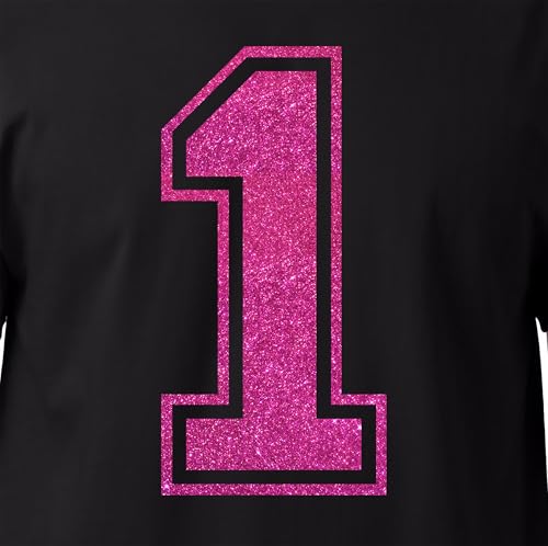 20,3 cm Glitzer-Aufbügelnummer 1 (One 1) – große rosa Wärmeübertragungsnummer für Trikots, T-Shirts, Sportuniformen, Basketball, Fußball – Stil C (Hot Pink 1) von TeeWin