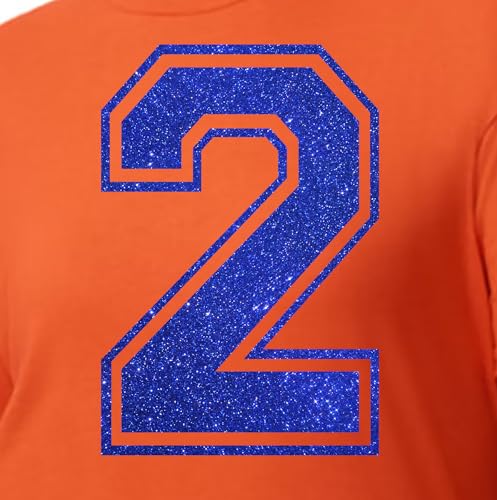 20,3 cm Glitzer-Aufbügelnummer 2 (Zwei 2) – Große blaue Wärmeübertragungsnummer für Trikots, T-Shirts, Sportuniformen, Basketball, Fußball – Stil C (Royal 2) von TeeWin