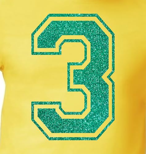 20,3 cm Glitzer-Aufbügelnummer 3 (Drei 3) – Große grüne Wärmeübertragungszahl für Trikots, T-Shirts, Sportuniformen, Basketball, Fußball – Stil C (Smaragd 3) von TeeWin