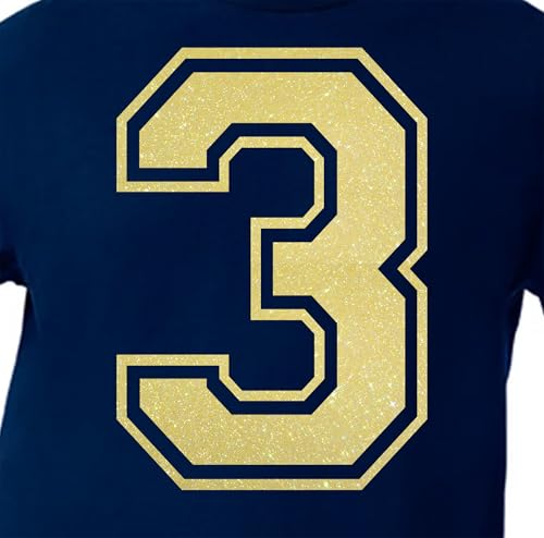 20,3 cm Glitzer-Aufbügelnummer 3 (Drei 3) – große gelbe Wärmeübertragungszahl für Trikots, T-Shirts, Sportuniformen, Basketball, Fußball – Stil C (Zitronenzucker 3) von TeeWin