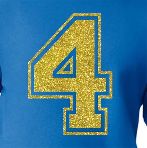 20,3 cm Glitzer-Aufbügelnummer 4 (Vier 4) – Große Metallic Gold Wärmetransfernummer für Trikots, T-Shirts, Sportuniformen, Basketball, Fußball – Stil C (Gold 4) von TeeWin