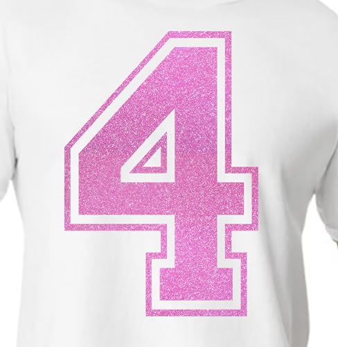 20,3 cm Glitzer-Aufbügelnummer 4 (Vier 4) – Große Wärmeübertragungszahl für Trikots, T-Shirts, Sportuniformen, Basketball, Fußball – Stil C (Flamingo Pink 4) von TeeWin