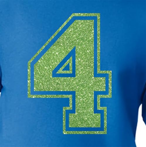 20,3 cm Glitzer-Aufbügelnummer 4 (Vier 4) – Große grüne Wärmeübertragungszahl für Trikots, T-Shirts, Sportuniformen, Basketball, Fußball – Stil C (Hellgrün 4) von TeeWin