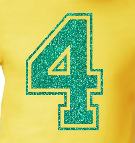 20,3 cm Glitzer-Aufbügelnummer 4 (Vier 4) – Große grüne Wärmeübertragungszahl für Trikots, T-Shirts, Sportuniformen, Basketball, Fußball – Stil C (Smaragd 4) von TeeWin
