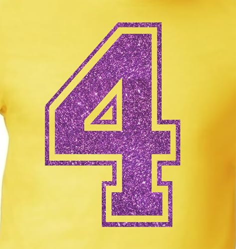 20,3 cm Glitzer-Aufbügelnummer 4 (Vier 4) – Große lila Wärmeübertragungsnummer für Trikots, T-Shirts, Sportuniformen, Basketball, Fußball – Stil C (Aubergine 4) von TeeWin