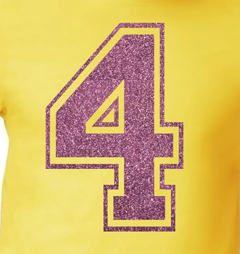 20,3 cm Glitzer-Aufbügelnummer 4 (Vier 4) – Große lila Wärmeübertragungsnummer für Trikots, T-Shirts, Sportuniformen, Basketball, Fußball – Stil C (Currant 4) von TeeWin