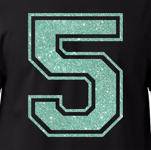 20,3 cm Glitzer-Aufbügelnummer 5 (Fünf 5) – Große Wärmeübertragungszahl für Trikots, T-Shirts, Sportuniformen, Basketball, Fußball – Stil C (Mint 5) von TeeWin