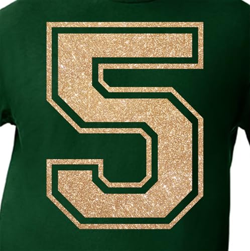 20,3 cm Glitzer-Aufbügelnummer 5 (Fünf 5) – Große Wärmeübertragungszahl für Trikots, T-Shirts, Sportuniformen, Basketball, Fußball – Stil C (Tawny 5) von TeeWin