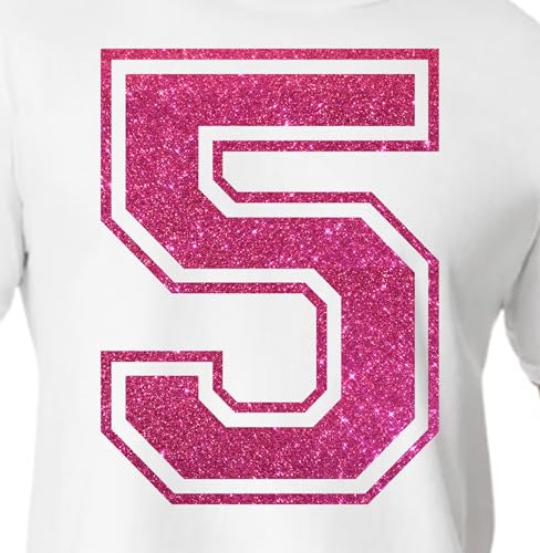 20,3 cm Glitzer-Aufbügelnummer 5 (Fünf 5) – große Wärmeübertragungszahl für Trikots, T-Shirts, Sportuniformen, Basketball, Fußball – Stil C (Cherry 5) von TeeWin