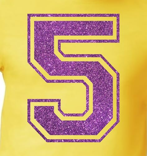 20,3 cm Glitzer-Aufbügelnummer 5 (Fünf 5) – große violette Wärmeübertragungszahl für Trikots, T-Shirts, Sportuniformen, Basketball, Fußball – Stil C (Aubergine 5) von TeeWin
