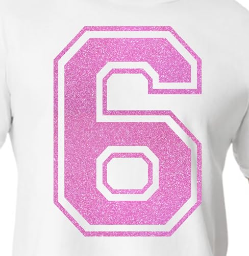 20,3 cm Glitzer-Aufbügelnummer 6 (Six 6) oder Nummer 9 (neun 9) – große Wärmeübertragungszahl für Trikots, T-Shirts, Sportuniformen, Basketball, Fußball – Stil C (Flamingo Pink 6 9) von TeeWin