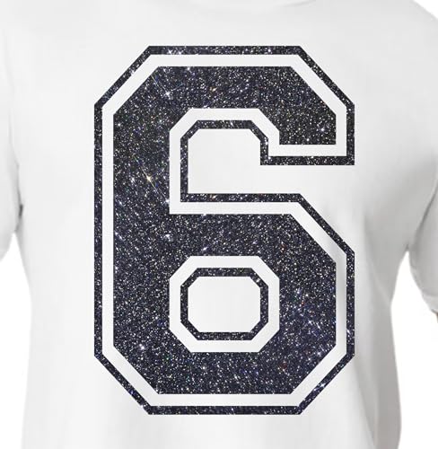 20,3 cm Glitzer-Aufbügelnummer 6 (Six 6) oder Nummer 9 (neun 9) – große Wärmeübertragungszahl für Trikots, T-Shirts, Sportuniformen, Basketball, Fußball – Stil C (Galaxy Black 6 9) von TeeWin