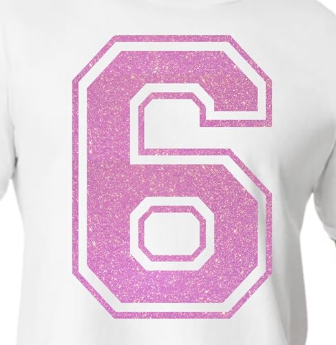 20,3 cm Glitzer-Aufbügelnummer 6 (Six 6) oder Nummer 9 (neun 9) – große Wärmeübertragungszahl für Trikots, T-Shirts, Sportuniformen, Basketball, Fußball – Stil C (durchscheinend hellrosa 6 9) von TeeWin