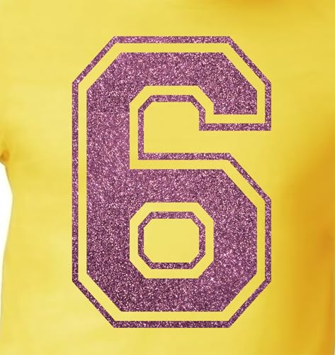 20,3 cm Glitzer-Aufbügelnummer 6 (Six 6) oder Nummer 9 (neun 9) – große violette Wärmeübertragungsnummer für Trikots, T-Shirts, Sportuniformen, Basketball, Fußball – Stil C (Currant 6 9) von TeeWin